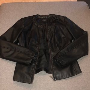 The Limited (original)- fake leather coat- peplum